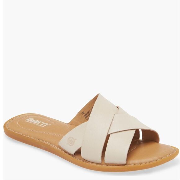 Born Ilana Leather Slide Sandal, Cushioned Padded, White Cream, Size 8, NWT - Picture 8 of 16